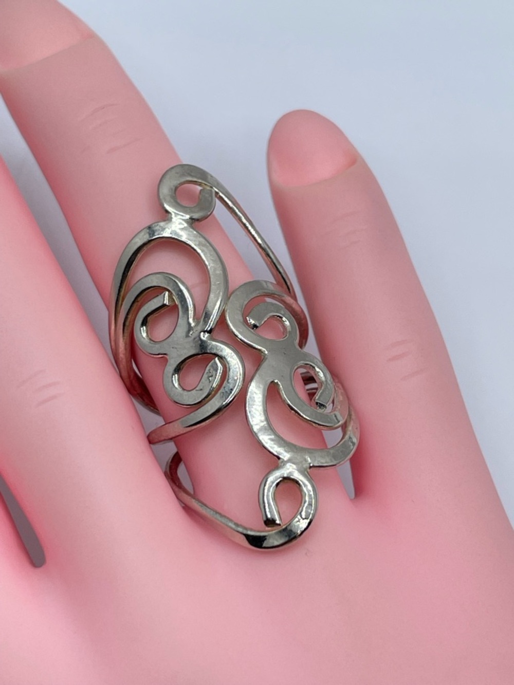 Vintage Taxco Mexico Silver Filigree Scroll Statement Ring Bold Sz 6 Modern